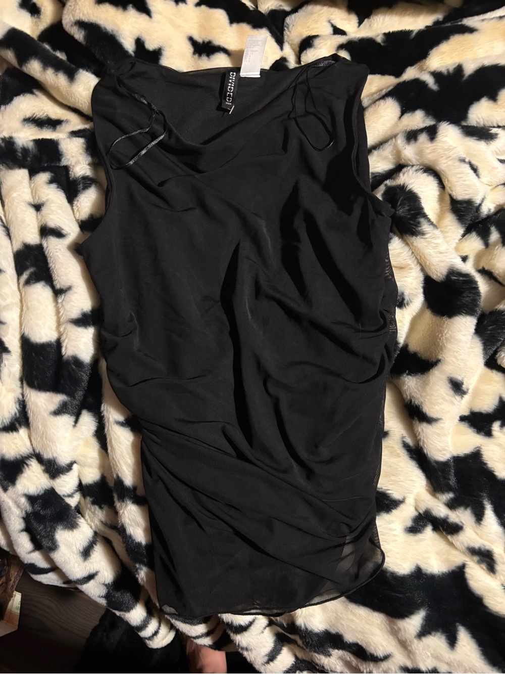 ⭐️H&M Black Draped Mesh Tank Top S NWOT